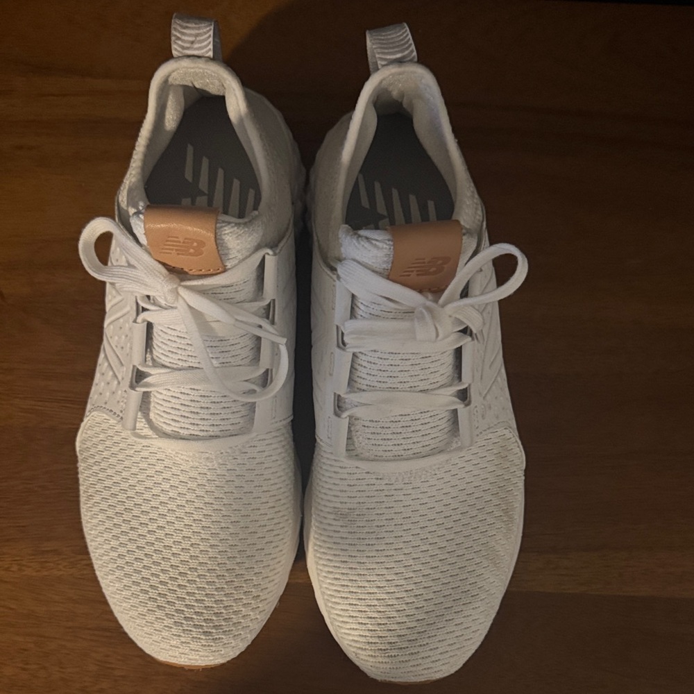 New Balance White and Tan Athletic Shoes
